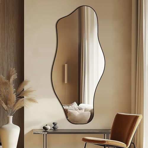 Irregular Cloud Wall Mirror 47x21 Inch Black Vanity Mirror - Asymmetric Design