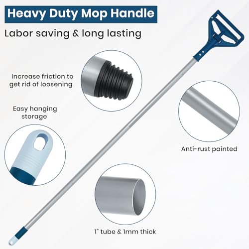 Blue 6-Pack Commercial Wet Mop Handles Heavy Duty 57-Inch Industrial Mop Sticks