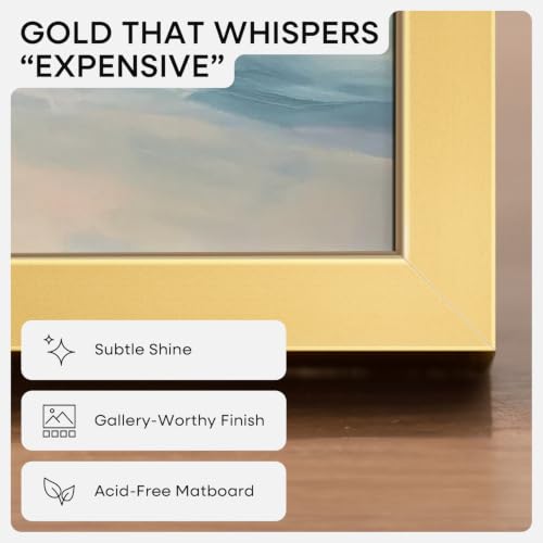 Gold Picture Frame 24x36 - Metal Wall Frame with 20x30 Mat & Clear Glass