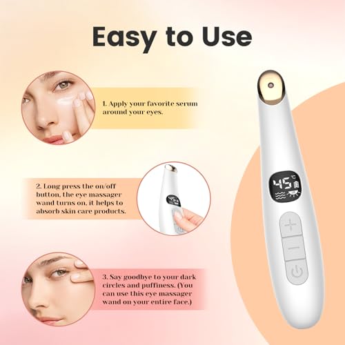 Eye Lift Wand, 3 Modes Eye Massager Wand, Eye Massager for Dry Eyes, Dark Circles and Puffiness, Eye Lifting Device for Fine Lines, Pink