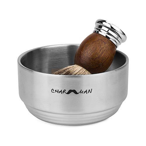 Stainless Steel Shaving Soap & Cream Bowl with Lid | Three-walls Heat Preservation | Heavy Weight Steel