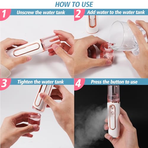 Nano Mister for Eyelash Extensions, Portable Facial Mist Sprayer with 2 Nozzles, 30ml Water Tank - USB Rechargeable Handheld Face Atomizer for Makeup and Skin Hydration - Green