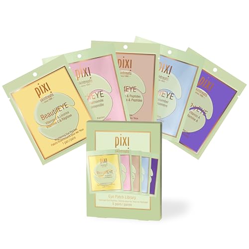 Pixi Beauty Eye Patch Library | 5 Single Use of Under Eye Patches for Hydrating, Energizing, Depuffing, and Soothing Under-Eyes | for Puffy Eyes and Dark Circles | 5 pairs, 10 patches