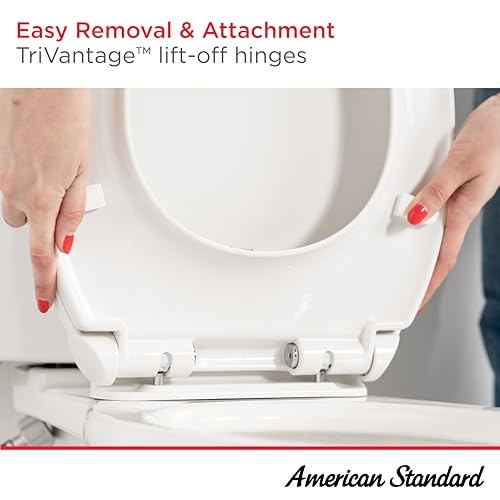 American Standard White Elongated Toilet Seat Soft Close with Antimicrobial Surface - Front Variation