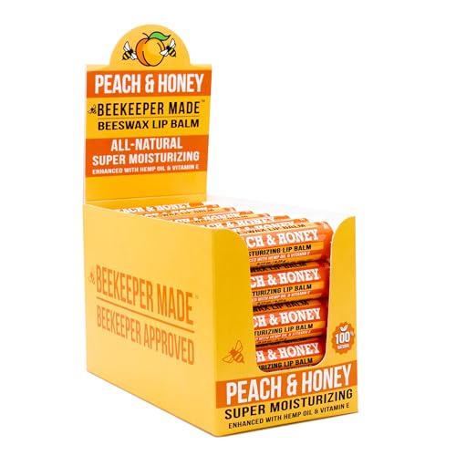 Beekeeper Made Peach Beeswax Lip Balm Bulk Pack - 40 Natural Moisturizing Sticks