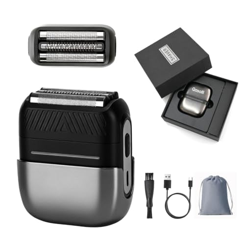 Qasoiti Gunmetal Gray Portable Electric Foil Shaver for Men Face