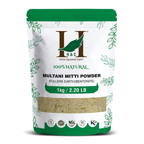 H&C Herbal Fuller's Earth Clay 2.2 lb (1 kg) for Skin Exfoliation & Acne