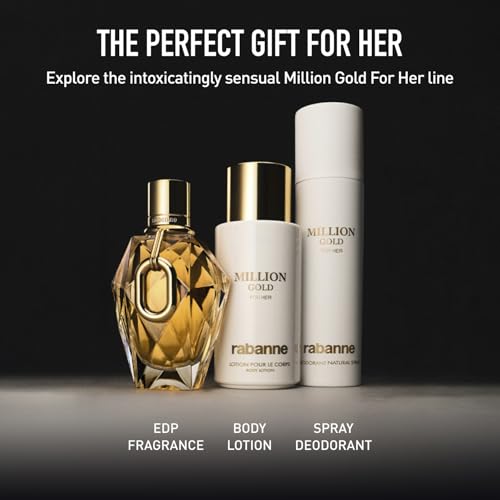 Million Gold For Her Body Lotion for Women - Luxury Moisturizing Scented Lotion with Sparkling Rose, White Flowers & Salty Mineral Musk, Long-Lasting Hydration for Dry Skin, 6.8 oz
