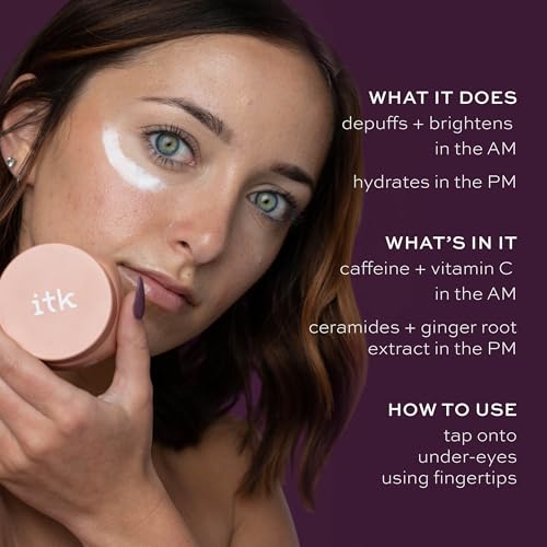 ITK Skincare Day +Night Undereye Cream Duo -AM Day Cream With Vitamin C + Caffeine To Depuff Under Eyes + Brighten Skin- PM Night Cream With Ceramides+ Ginger Root Extract For Anti Aging Deep Moisture