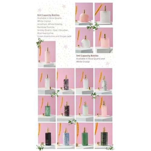 Refillable Perfume Bottle - Healing Crystal - Polished Natural Gemstone - Travel Size (Amethyst, Pillar)