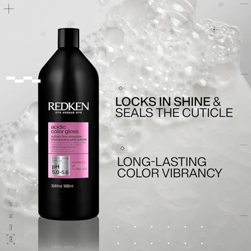 Redken Acidic Color Gloss Sulfate-Free Shampoo 33.8 Fl Oz for Color Protection & Shine