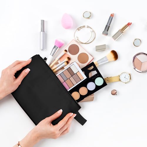 Black Canvas Makeup Bags Bulk - 30 Pouches, 9.8 x 5 x 2 Inches, Travel & Organization