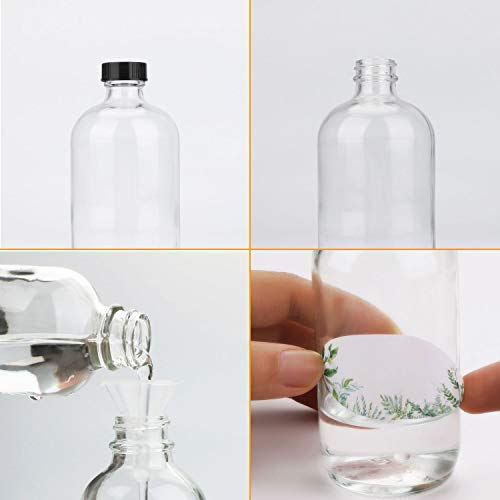 Maredash 16oz Glass Storage Bottles with Black Lids, 12 Pack for Liquids & DIY Projects