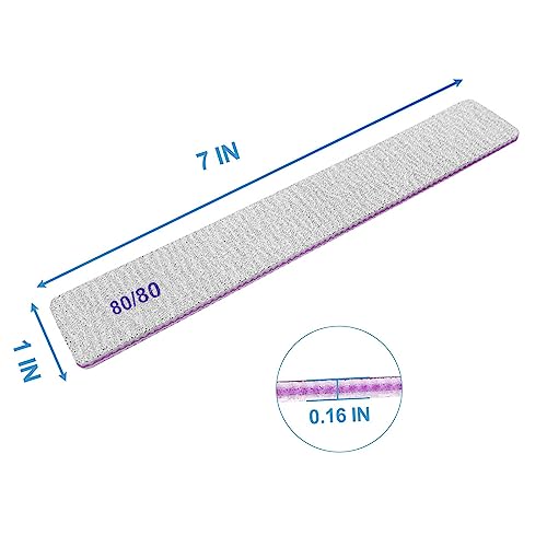 100 Pcs 80/80 Grit Square Nail Files Coarse Emery Boards for Acrylic & Gel Nails - Professional Manicure Tools