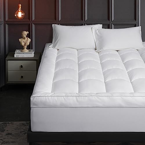 White King Pillow Top Mattress Topper 100% Cotton with Down Alternative Fill