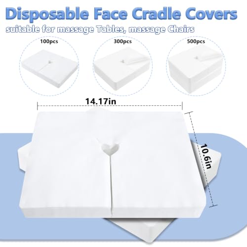 300PCS Disposable Face Cradle Covers - Soft, Non-Sticking, Medical-Grade for Massage Tables & Chairs