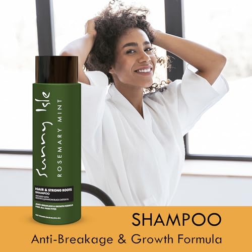 Sunny Isle Rosemary Mint Hair & Strong Roots Shampoo - Anti-Breakage, Growth, Biotin, Castor Oil - 12oz