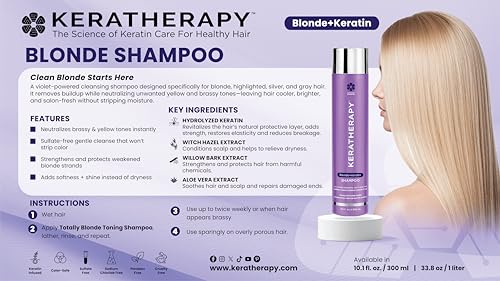 Violet Toning Shampoo for Blonde Hair - Sulfate & Paraben Free, 10.1 fl oz