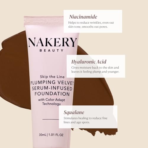 Nakery Full Coverage Plumping Liquid Foundation - Medium Shade, Serum Infused