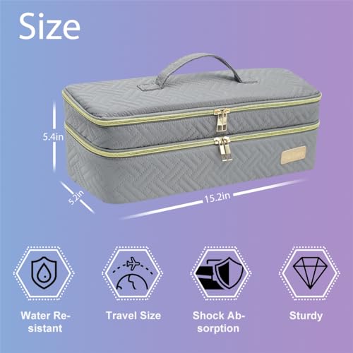 Double-layer Hair Tools Travel Bag and Heat Resistant Mat for Revlon One-Step Hair Dryer, Volumizer, Styler, Flat Irons, Straighteners, Curling Iron, and Haircare Accessories (Gray)