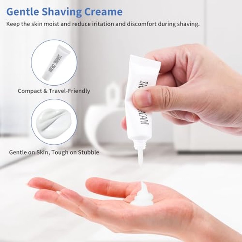 60 Pack Disposable Razors Bulk with Shaving Cream (10g) for Men, Shaving Kit for Men, Twin Blade Disposable Razors and Travel Cream, Individually Wrapped Toiletries for Homeless Shelter Hotel