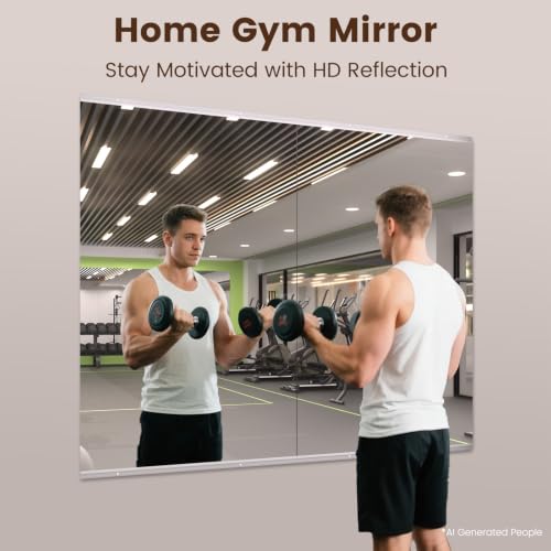 LOAAO 48x24 Inch Gym Mirrors 2 Pack - Home Workout Wall Mirrors, Tempered Safety Glass