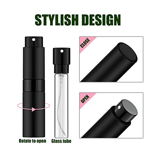 7 PCS Refillable Perfume Atomizer Bottles - Matte Black, 8ml Travel Spray Set