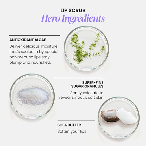 Wonderskin Lip Scrub - 3-in-1 Exfoliator & Moisturizer, Lip Exfoliator Scrub, Hydrating Balm for Soft, Nourished, Flake-Free Lips with One-Step Prep, 0.10oz