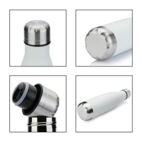 17oz Stainless Steel Sport Water Bottles 12 Pack - White, Leak-Proof & Insulated
