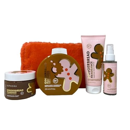 SEPHORA COLLECTION Gingerbread Set - Bubble Shower Gel, Moisturizing body Lotion, Scented Body Mist, Exfoliating Body Granita Full Size.