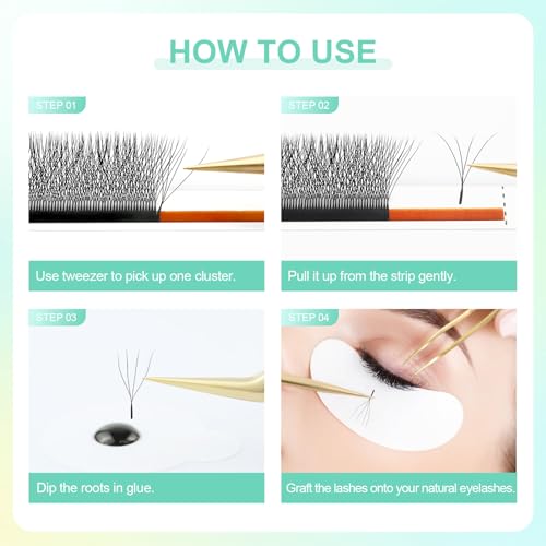 NAGARAKU 4D W Premade Eyelash Fans Mix 8-12mm 5 Trays - Black