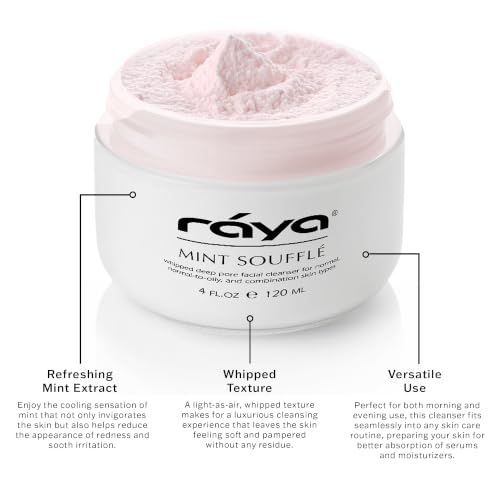 Raya Mint Soufflé Facial Cleanser 4oz for Sensitive & Oily Skin - Deep Pore