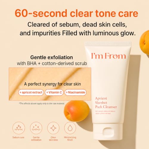 Korean Apricot Sherbet Pack to Foam Facial Cleanser - Gentle Cooling & Refreshing 4.06 fl oz