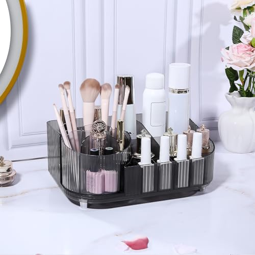 Feyarl Desktop Makeup Vanity Mirror 11.8 x 7.87 Inch Tabletop Mirror 90¡Æ Rotation Decorative Standing Cosmetic Mirror for Home Deco Bedroom Bathroom Desk Dresser (Gunmetal Black)