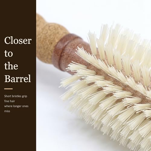 TRENFI Boar Bristle Round Hair Brush for Bangs & Short Layers, 2.2 Inch Diameter