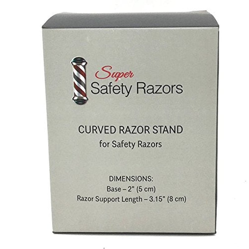 Curved Chrome Razor Stand ? All-Metal Chrome-Plated Holder for Safety Razors with Handle Length 80 mm & Up ? Sleek Finish & Sturdy Design