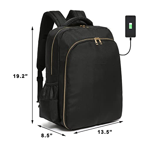 Travel Bag for Clippers and Supplies Large Case Organizer for Barbers Large Portable Backpack Bag for Hairstylists Tools (BLACK WITH USB)
