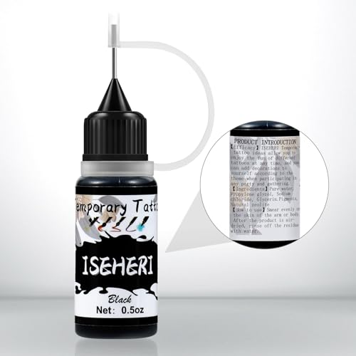Temporary Tattoo Kit 5 Bottles Color Inks,115 Pcs Stencils Kit for Body Paint DIY Fake Tattoos for Kids(black*2, brown, red, cyan)