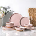 Cloud Pink Dinnerware Set for 4 - 12 Pieces Ceramic Plates & Bowls