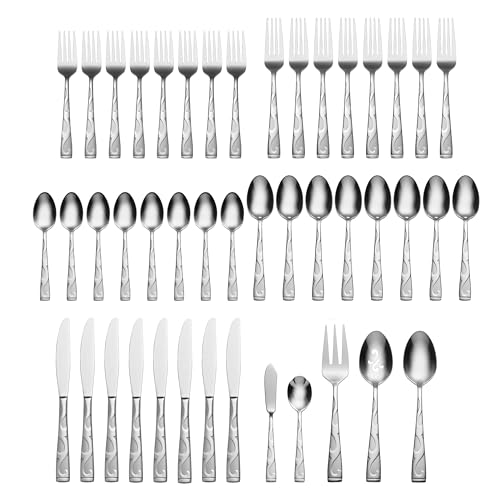 Oneida Tuscany 45-Piece Flatware Set for 8 - Embossed Rock-Inspired Silverware