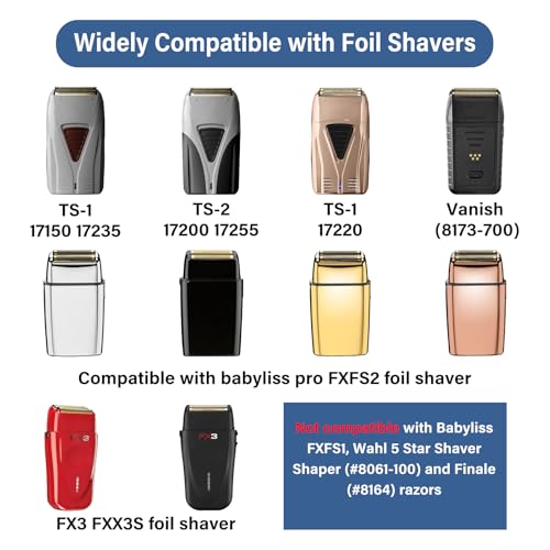 Foil Shaver Replacement Blades Compatible with Andis TS-1 TS-2 Foil Shaver, For Babyliss FXFS2 FX3, For Wahl 5 Star Vanish(8173-700) Shaver, Fit for 17150 17200 17235 17220 Foil Shaver Blade - 4Pcs