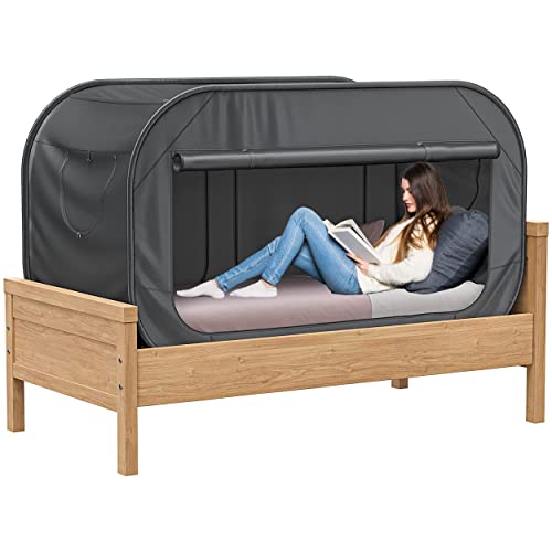 Twin Bed Tent Pop Up Privacy Canopy for Kids & Adults - Black - Plain