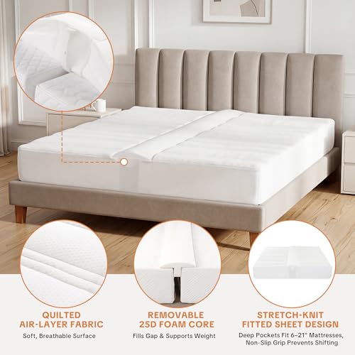 Twin to King Bed Bridge Converter Fitted Sheet Style - White Variation