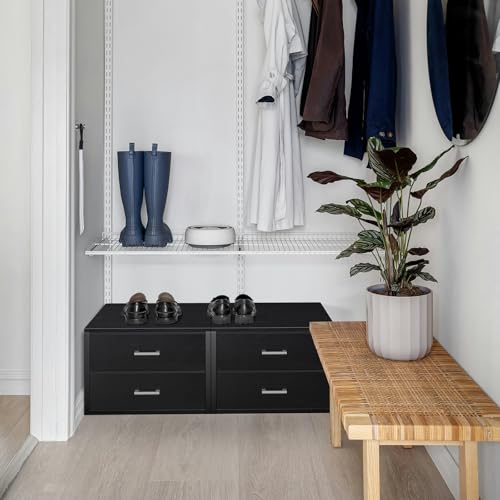 Stackable Fabric Storage Drawers - 2 Large Closets Organizer with Wood Top - Black, 15.7 x 21.1 x 16.1 Inches (Variation of THIS listing)