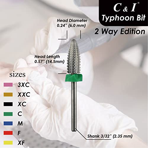 C & I Typhoon 2-Way Carbide Nail Drill Bit - Fast Gel & Acrylic Removal 3XC