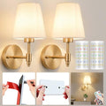 Nekhung Brass Battery Operated Wall Sconce Set of 2 - Peel & Stick, Rechargeable RGB Dimmable Lighting