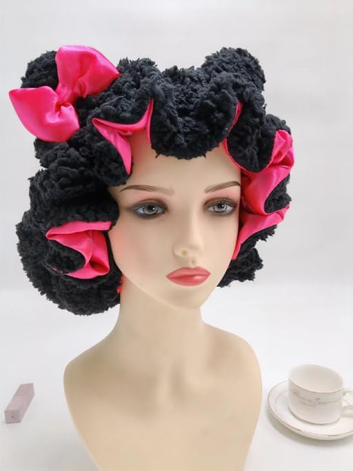 Sleep Cap for Natural Hair - Satin Lined Bonnet with Plush Teddy Fleece