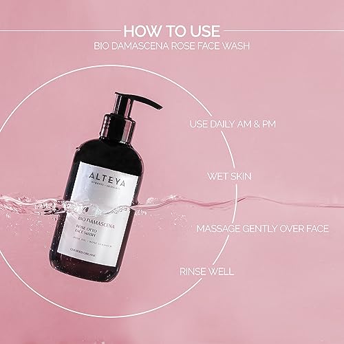 Alteya Organic Face Wash with Bulgarian Rose & Coconut Oil - USDA Certified, Gentle & Hydrating 8.5 Fl Oz