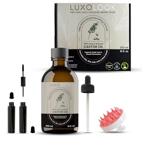 Cold-Pressed Castor Oil Kit for Hair Growth, Lashes & Skin - 10oz