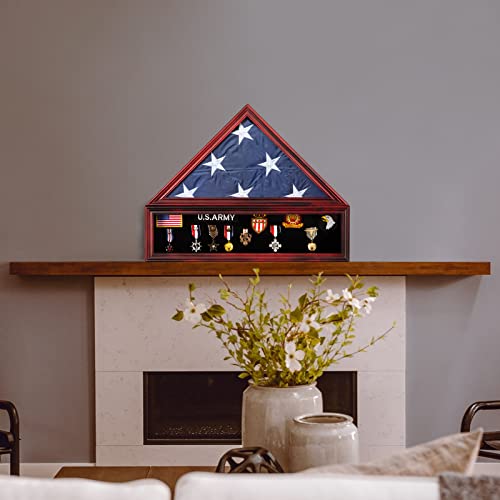 Medium Military Shadow Box with Flag Display Case - Mahogany Finish, 5'x9.5' Variation of THIS listing